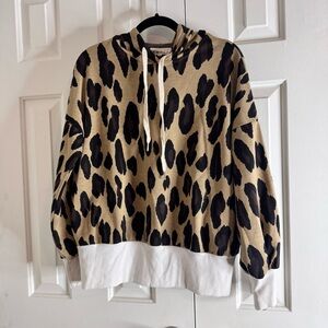 Amoli Leopard Print Hoodie Sweatshirt Women's Size Small
